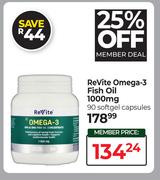 ReVite Omega 3 Fish Oil 1000mg 90 Softgel Capsules