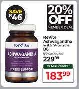 ReVite Aswagandha With Vitamin B6 60 Capsules