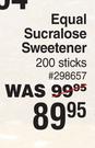 Equal Sucralose Sweetener 298657-200 Sticks