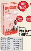 Huggies Value Pack Nappies Sizes 1-5-Per Pack