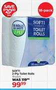 Softi 2 Ply Toilet Rolls 18 Pack-Per Pack