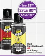 Raid Max Cockroach Or Ant Spray Assorted-300ml
