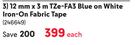 Brother 12mm x 3m TZE-FA3 Blue On White Iron On Fabric Tape