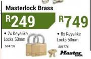 Masterlock Brass 6xKeyalike Locks 50mm