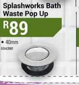 Splashworks Bath Waste Pop Up 40mm