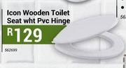 Icon Wooden Toilet Seat White PVC Hinge