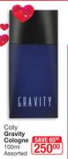 Coty Gravity Cologne Assorted-100ml