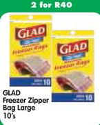 Glad Freezer Zipper Bag Large-2x10's