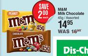 M&M Milk Chocolate Assorted-45g Each
