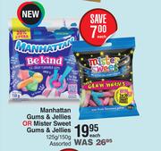 Manhattan Gums & Jellies Or Mister Sweet Gums & Jellies Assorted-125g/150g Each