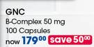 GNC B-Complex 50mg Capsules-100's Per Pack