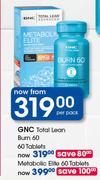 GNC Total Lean Burn 60 Tablets-60's Per Pack