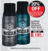 Lentheric Masculin Deodorant Body Spray Assorted-150ml Each 