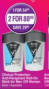 Shield Clinical Protection Anti Perspirant Roll On Stick For Men Or Women Assorted-For 2 x 45ml