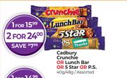 Cadbury Crunchie Or Lunch Bar Or 5 Star Or P.S Assorted-40g/48g