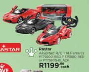 Rastar Assorted R/C 1"14 Ferrari's PT79200-RED, PT75800-RED, PT75800-BLACK-Each