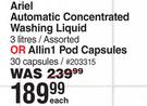 Ariel  Automated Concentrated Washing Liquid 3Ltr Assorted Or Aliin 1 Pod Capsules 30Capsules-Each