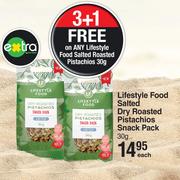 Lifestyle Food Salted Dry Roasted Pistachios Snack Pack-30g Each
