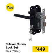 Yale 3-Lever Cuneo Lock Set Black 771261