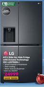 LG 611Ltr Side-By-Side Fridge With Uvnano Technology GC-L257SQSL
