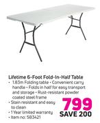 Lifetime 6 Foot Fold In Half Table
