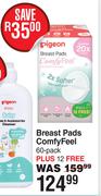Pigeon Breast Pads Comfy Feel 60 Pack Plus 12 Free