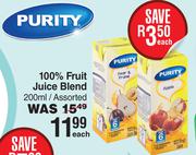 Purity 100% Fruit Juice Blend Assorted-200ml Each