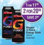 Biogene G Force Energy Drink Assorted-For 2 x 500ml