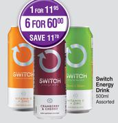 Switch Energy Drink Assorted-For 6 x 500ml