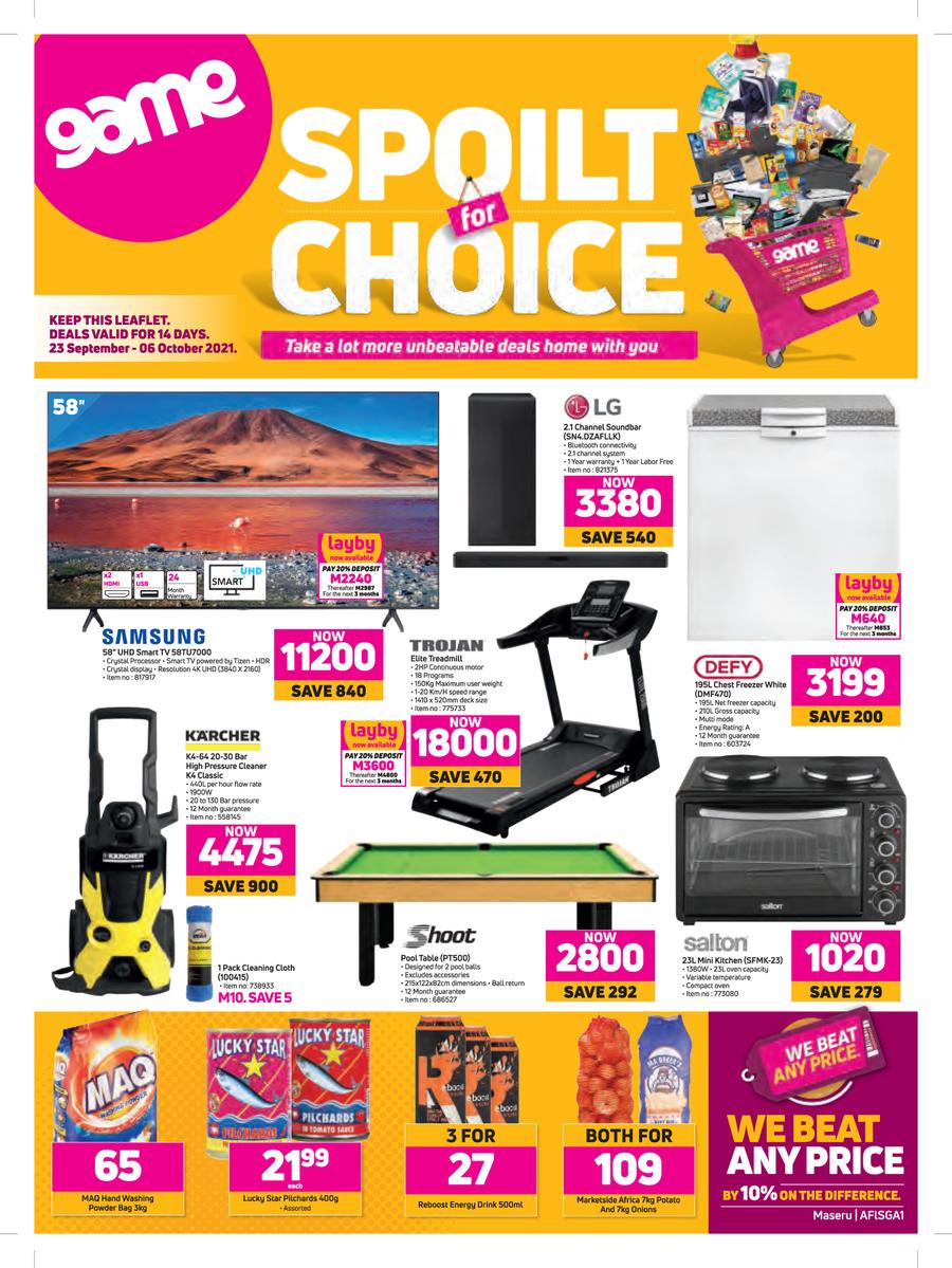 Game Lesotho : Spoilt For Choice (23 September - 6 October 2021) —  www.guzzle.co.za