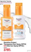 Eucerin Sensitive Protect Transparent Sun spray SPF50 Or kids Sun Spray SPF50+-200ml Each