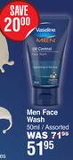 Vaseline Men Face Wash Assorted-50ml