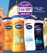 Vaseline Body Lotion Or Cream Assorted-For 2 x 400ml