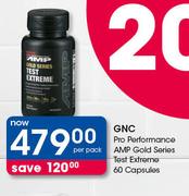 GNC Pro Performance AMP Gold Series Test Extreme Capsules-60's Per Pack