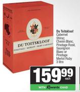 Du Toitskloof Cab Shiraz,Chenin Banc,Pinotage Rose,Sauv Blanc Or Pinotage Merlot Ruby-3L