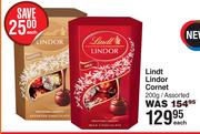 Lindt Lindor Cornet Assorted-200g Each