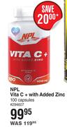 NPL Vita C + With Added Zinc 100 Capsules