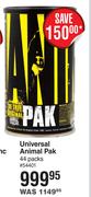 Universal Animal Pak 44 Packs