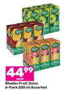 Rhodes Fruit Juice 6-Pack Assorted-200ml Each