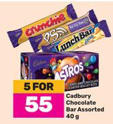 Cadbury Chocolate Bar Assorted-For 5 x 40g