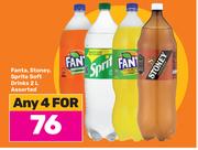Fanta, Stoney, Sprite Soft Drinks Assorted-For Any 4 x 2L