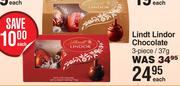 Lindt Lindor Chocolate (3 Piece)-37g Each
