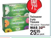 Twinsaver 2-Ply Tissues Assorted-180 Piece Per Pack