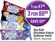 Sta-Soft Dilutable Fabric Softener Refill Assorted-500ml Each