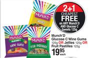 Munch'D Glucose C Wine Gums 125g or Jellies 125g Or Fruit Pastilles 125g-Each 