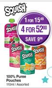 Squish 100% Puree Pouches Assorted-For 4 x 110ml