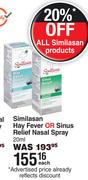 Similasan Hay Fever or Sinus Relief Nasal Spray-20ml Each