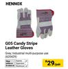 Hennox G05 Candy Stripe Leather Gloves-Per Pair