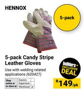 Hennox 5 Pack Candy Stripe Leather Gloves-Per Pack