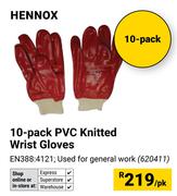 Hennox 10 Pack PVC knitted Wrist Gloves-Per Pack